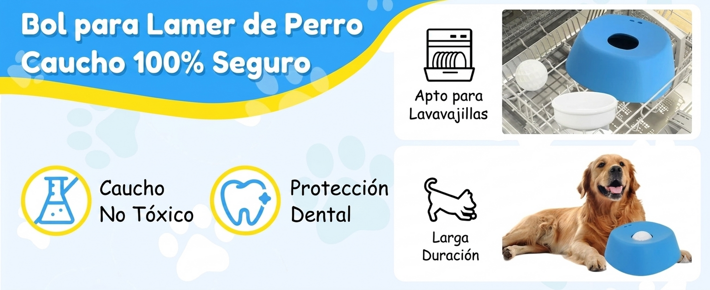 Cuenco Lamer para Perros con Bola Antideslizante — Alimentación Saludable, Antivuelco y Antiahogamiento