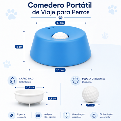 Cuenco Lamer para Perros con Bola Antideslizante — Alimentación Saludable, Antivuelco y Antiahogamiento